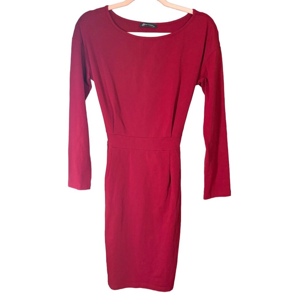 PrettyGarden Red Long Sleeve Bodycon Midi Dress Tie Back M - Picture 4 of 9